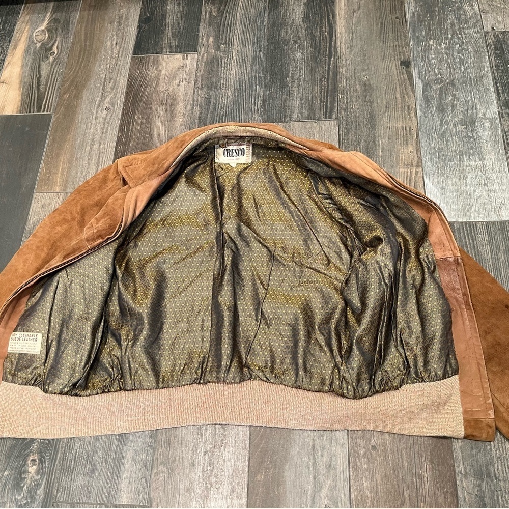 Cresco Suede Leather Bomber Jacket Vintage 60’s 70’s Retro - Picture 7 of 13